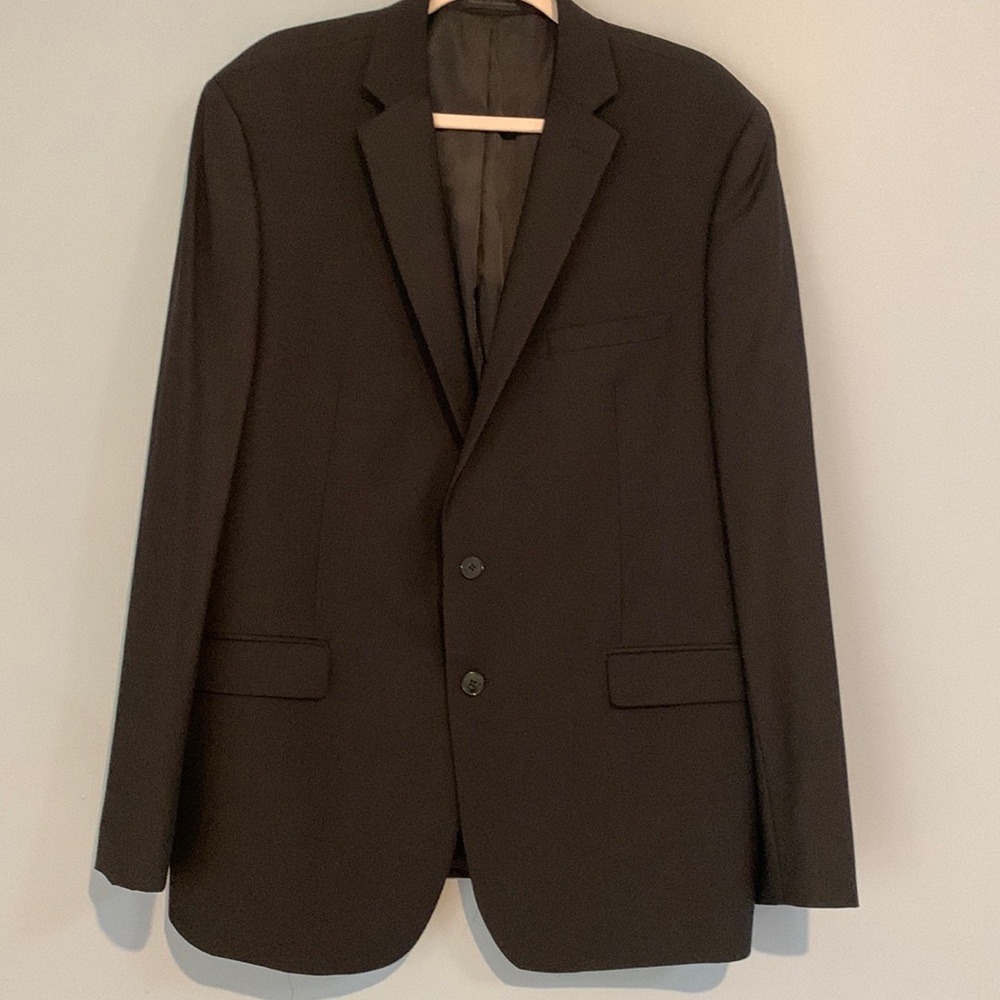 Men’s Calvin Klein Black Sports coat 46 R 94% Wool Like New Condition